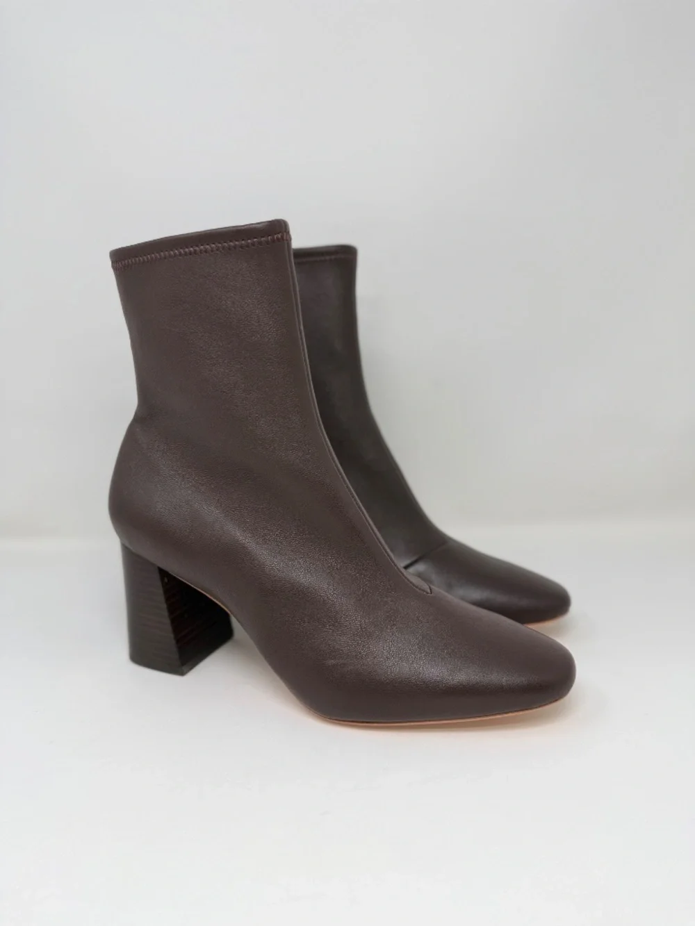 New Loeffler Randall Elise Brown Leather Stretch Bootie Sz 9.5